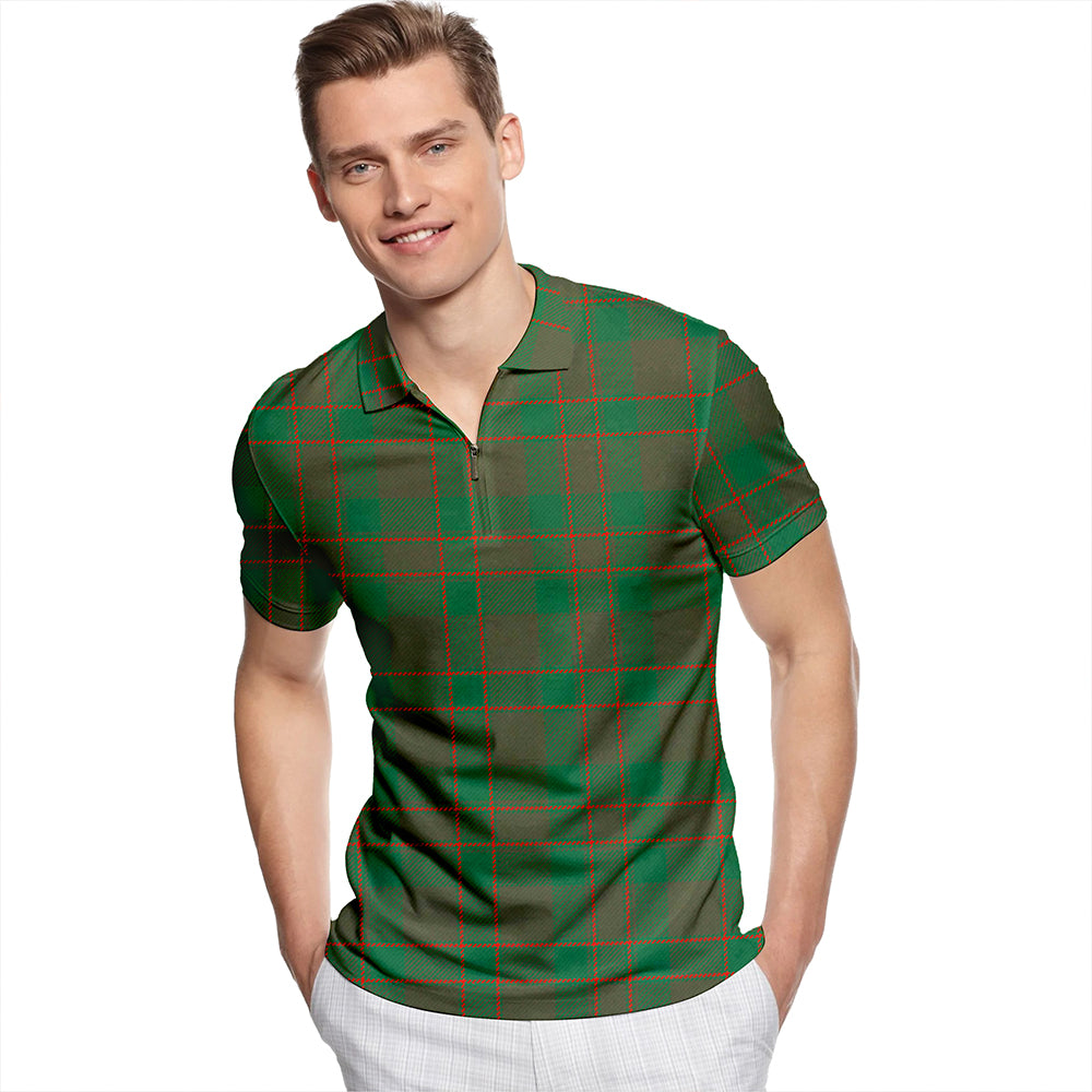 Donachie of Brochloch Hunting Ancient Tartan Classic Lapel Zip Short Sleeve Polo