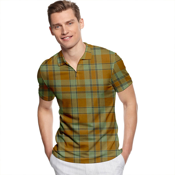 Donachie of Brockloch Hunting Ancient Tartan Classic Lapel Zip Short Sleeve Polo