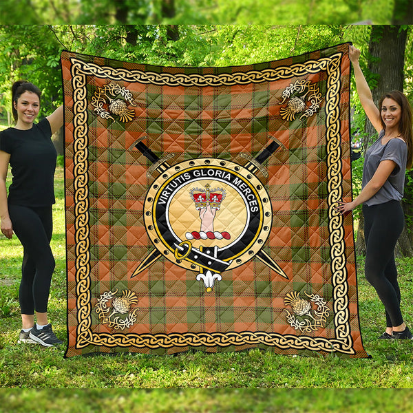 Donachie of Brockloch Hunting Modern Clan Badge Tartan Premium Quilt Celtic Shield