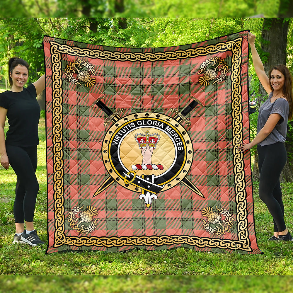 Donachie of Brockloch Hunting Weathered Clan Badge Tartan Premium Quilt Celtic Shield