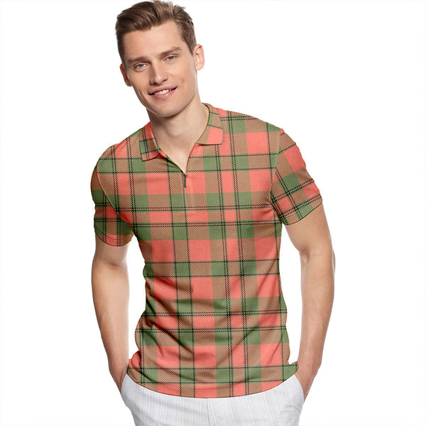 Donachie of Brockloch Hunting Weathered Tartan Classic Lapel Zip Short Sleeve Polo