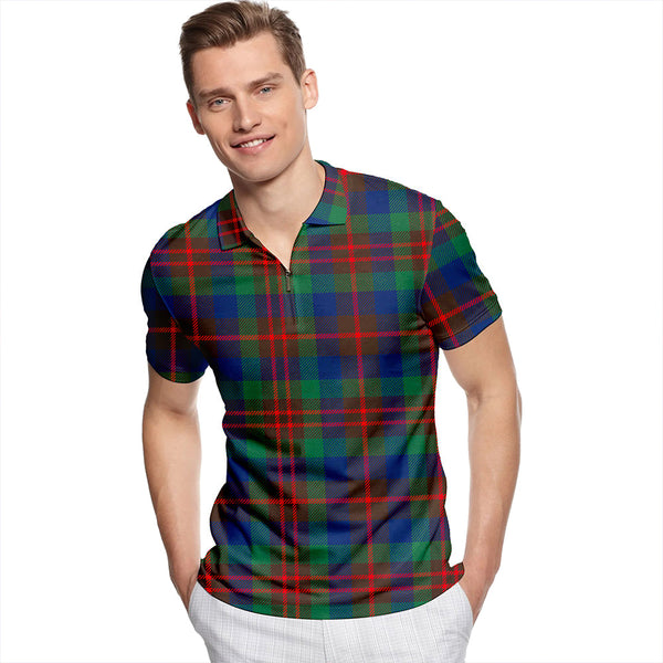 Dorward Modern Tartan Classic Lapel Zip Short Sleeve Polo