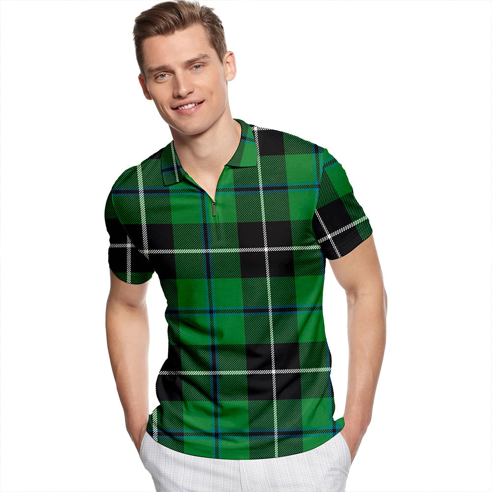 Douglas Ancient Tartan Classic Lapel Zip Short Sleeve Polo