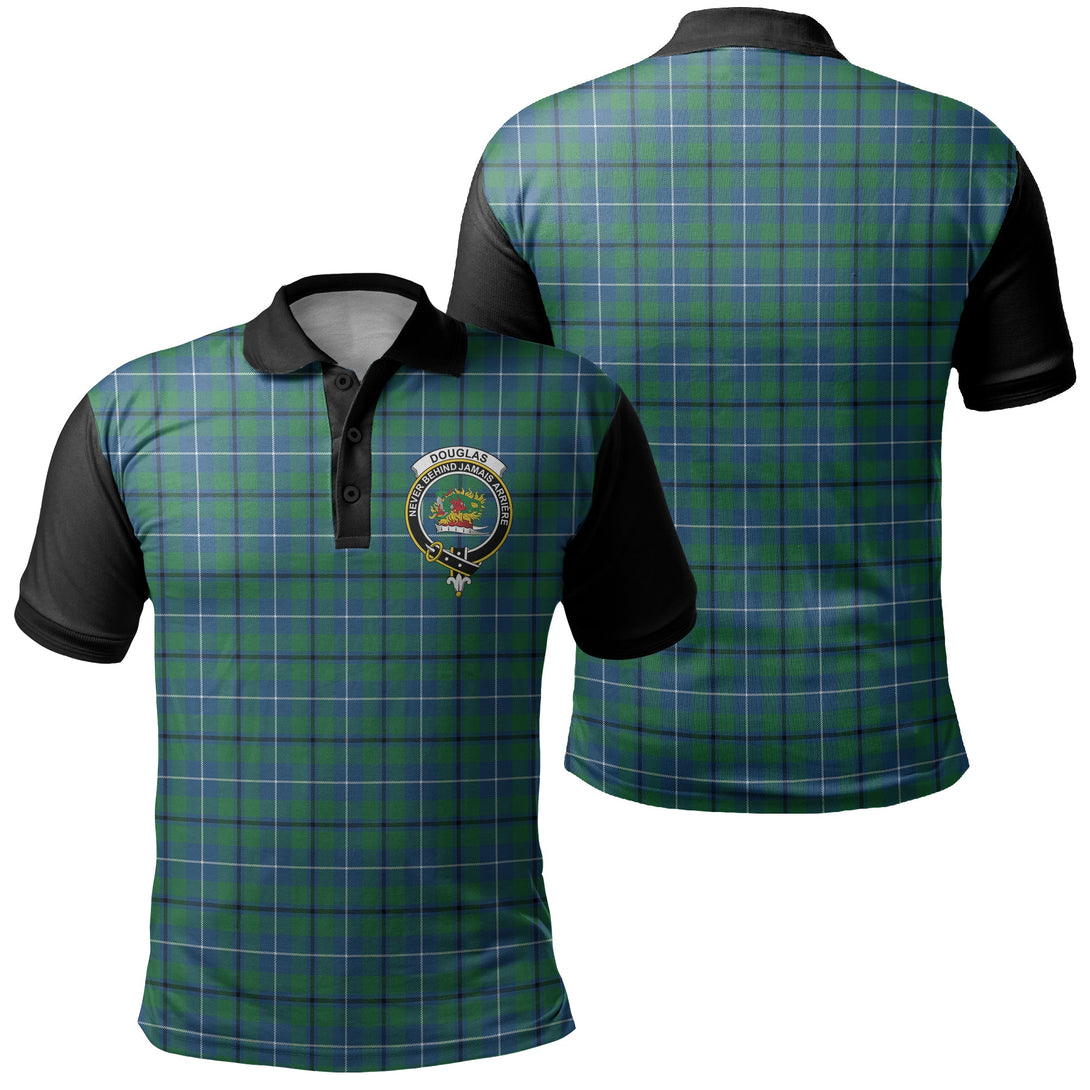 Douglas Ancient Tartan Crest Polo Shirt Black Neck 1 Style