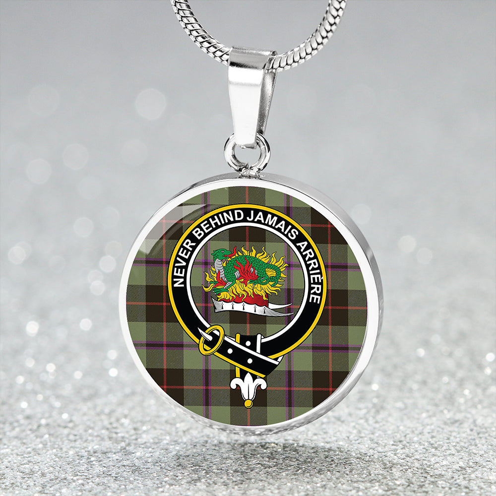 Douglas Black Weathered Clan Badge Tartan Classic Circle Necklace