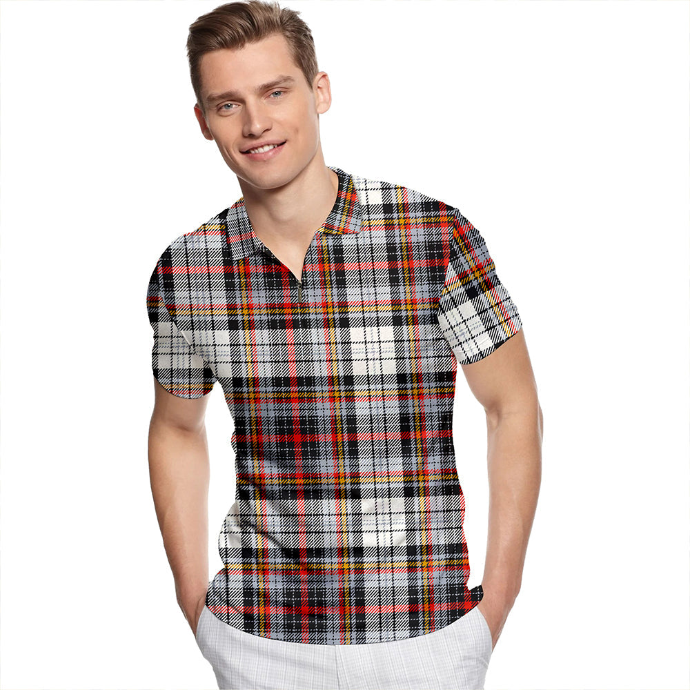 Douglas Dress Ancient Tartan Classic Lapel Zip Short Sleeve Polo