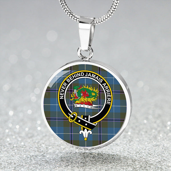 Douglas Green Ancient Clan Badge Tartan Classic Circle Necklace