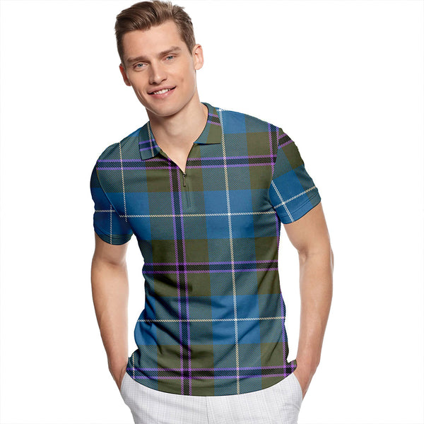 Douglas Green Ancient Tartan Classic Lapel Zip Short Sleeve Polo