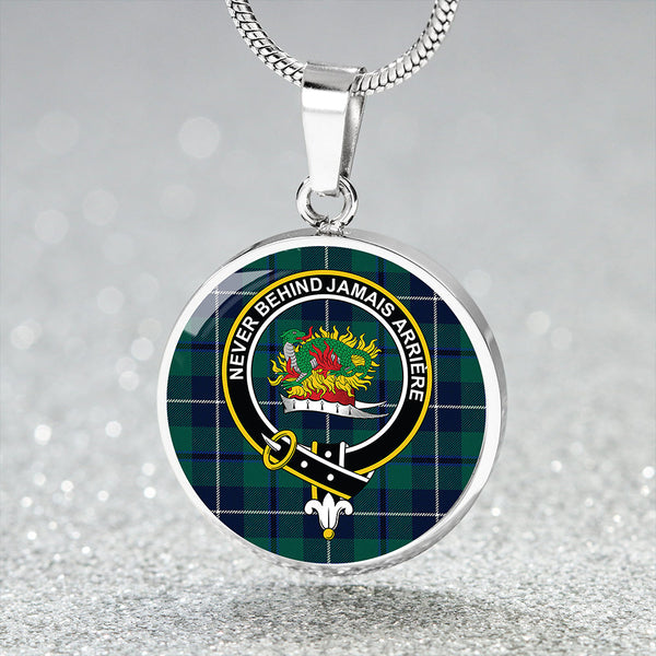 Douglas Green Modern Clan Badge Tartan Classic Circle Necklace