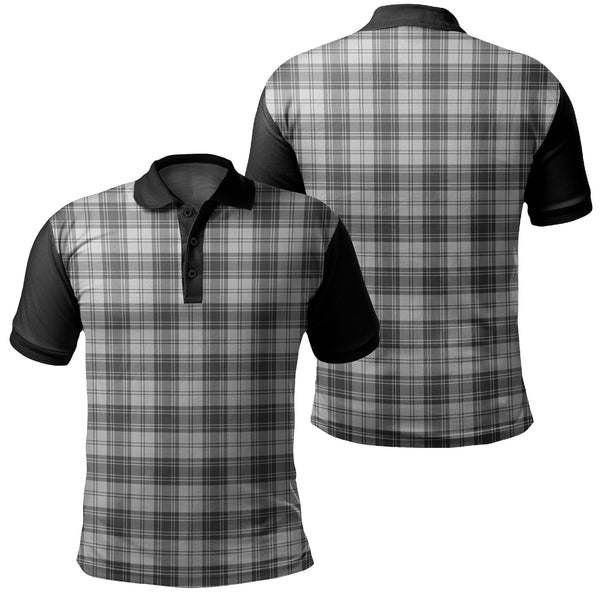 Douglas Grey Modern Tartan Classic Polo Shirt Black Neck 1 Style