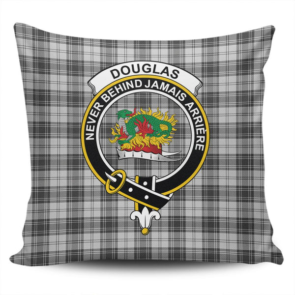 Douglas Grey Modern Tartan Classic Crest Pillow Cover