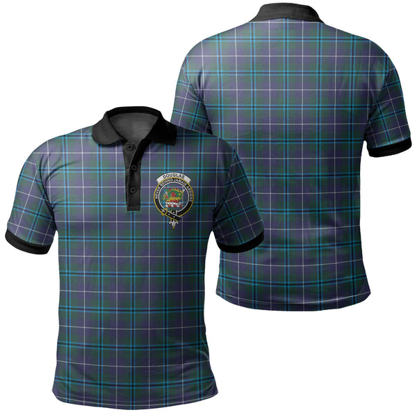 Douglas Modern Tartan Crest Polo Shirt Black Neck 2 Style