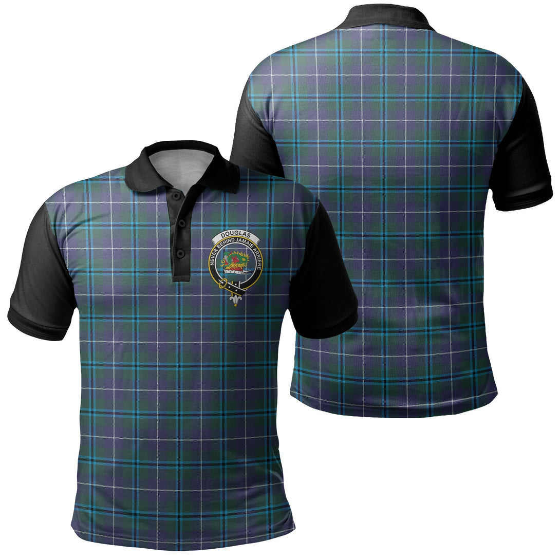 Douglas Modern Tartan Crest Polo Shirt Black Neck 1 Style