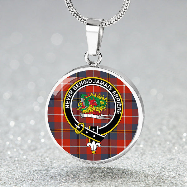 Douglas Red Ancient Clan Badge Tartan Classic Circle Necklace