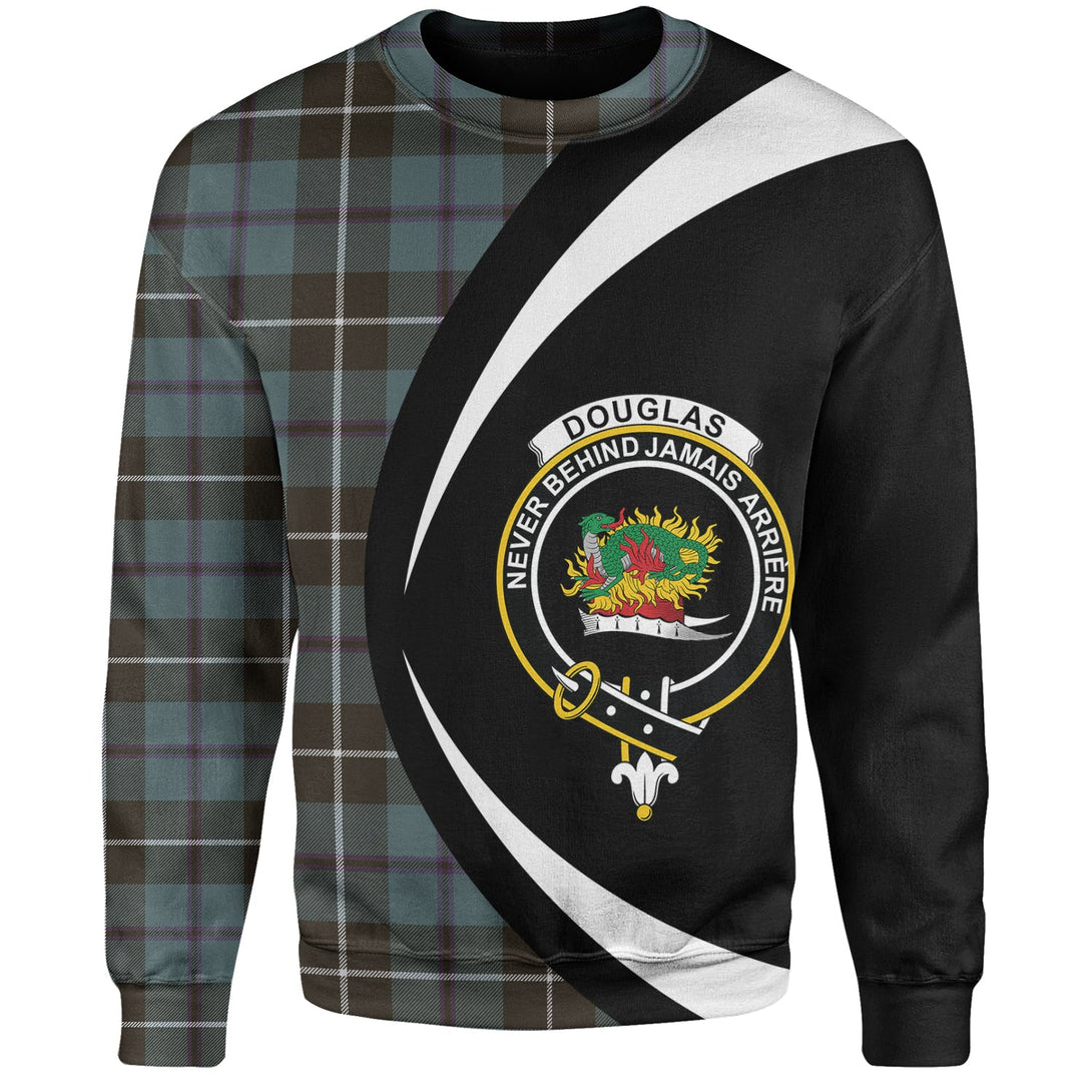 Douglas Weathered Clan Badge Tartan Sweatshirt Circle Style Personalized