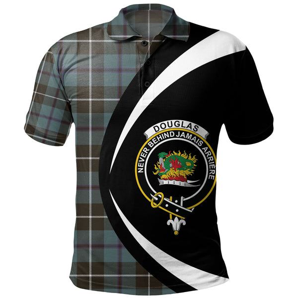 Douglas Weathered Clan Badge Tartan Polo Shirt Circle Style Personalized