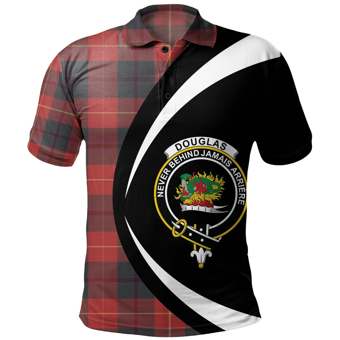 Douglas of Roxburgh Weathered Clan Badge Tartan Polo Shirt Circle Style Personalized