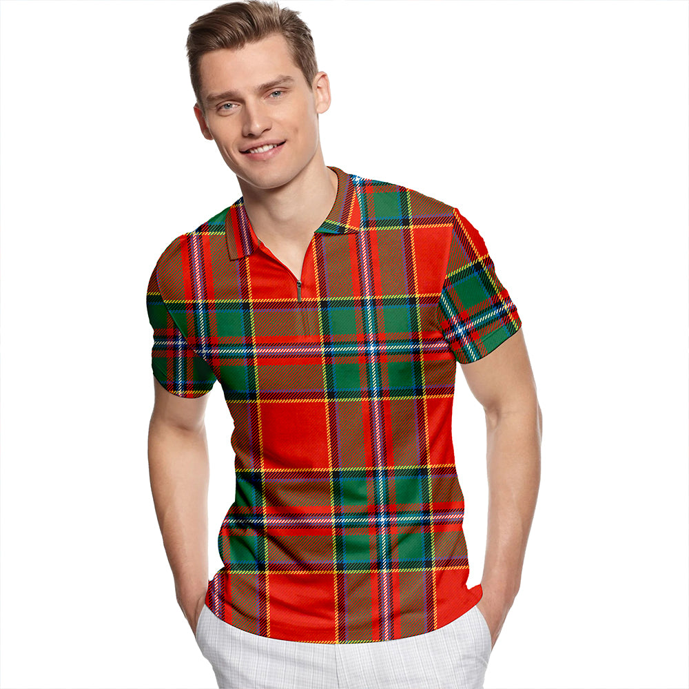 Drummond Ancient Tartan Classic Lapel Zip Short Sleeve Polo