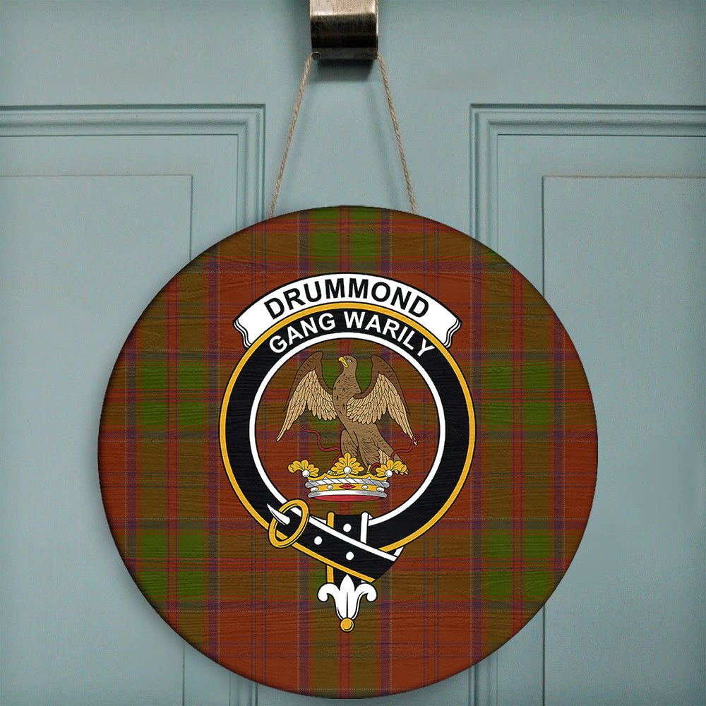 Drummond Clan Tartan Classic Crest Round Wooden Sign