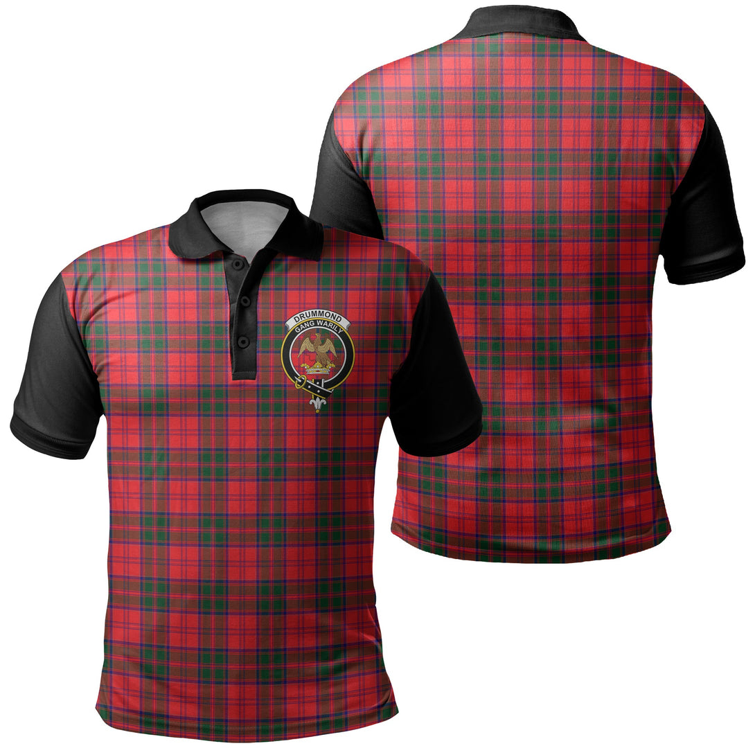 Drummond Modern Tartan Crest Polo Shirt Black Neck 1 Style