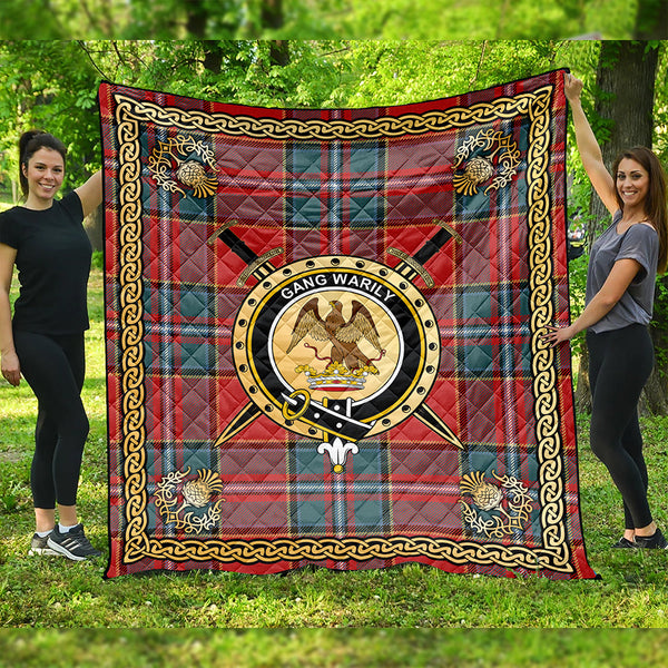 Drummond Weathered Clan Badge Tartan Premium Quilt Celtic Shield