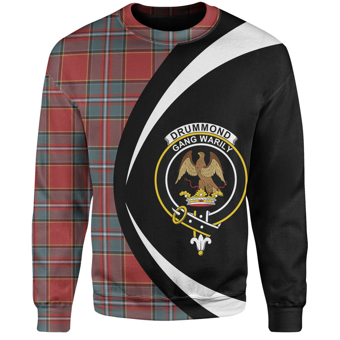 Drummond Weathered Clan Badge Tartan Sweatshirt Circle Style Personalized