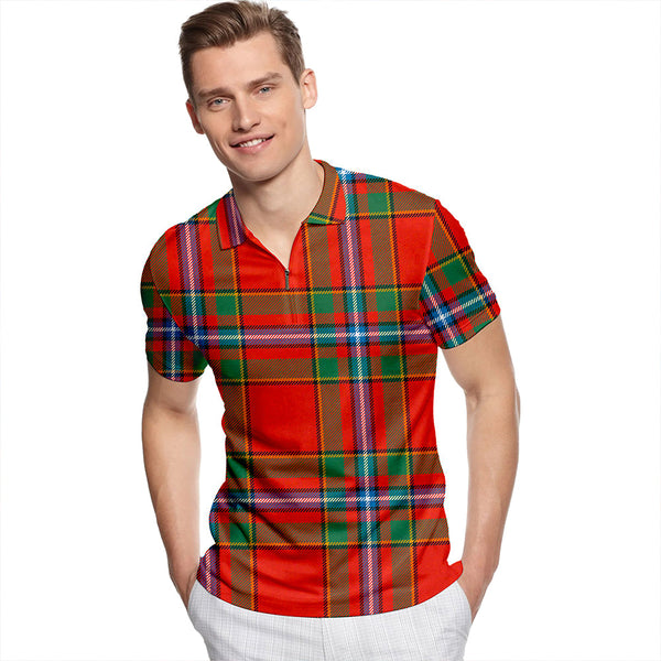 Drummond of Fingask Ancient Tartan Classic Lapel Zip Short Sleeve Polo