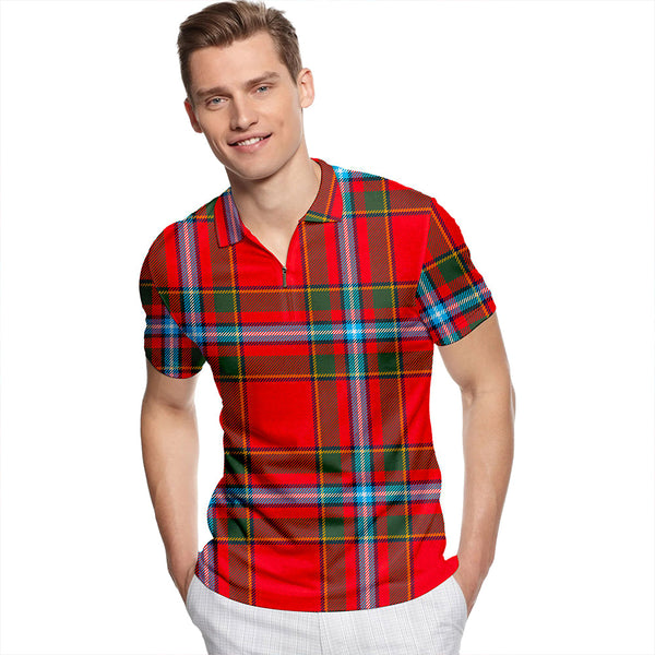 Drummond of Fingask Modern Tartan Classic Lapel Zip Short Sleeve Polo