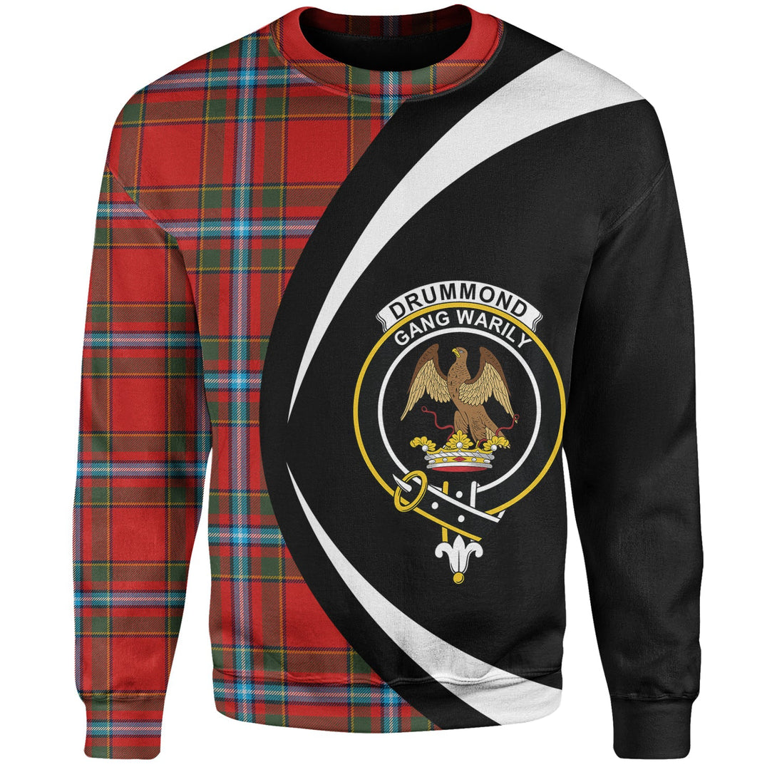 Drummond of Fingask Modern Clan Badge Tartan Sweatshirt Circle Style Personalized