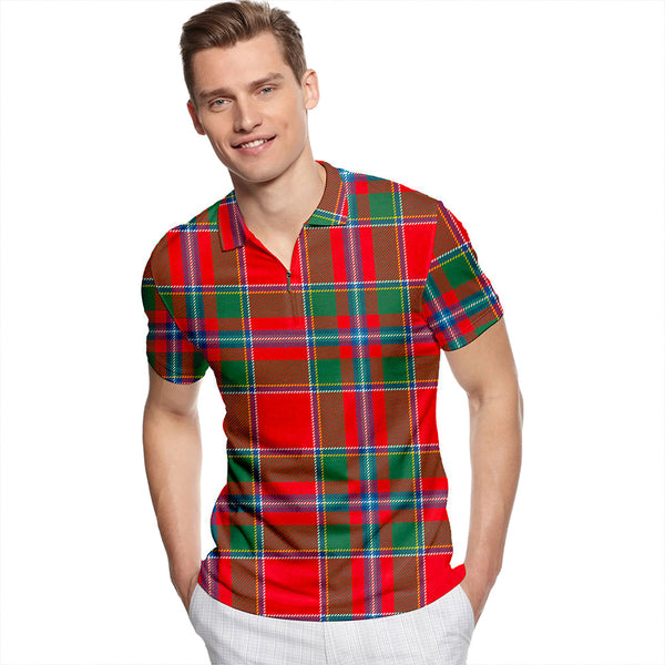 Drummond of Perth Modern Tartan Classic Lapel Zip Short Sleeve Polo