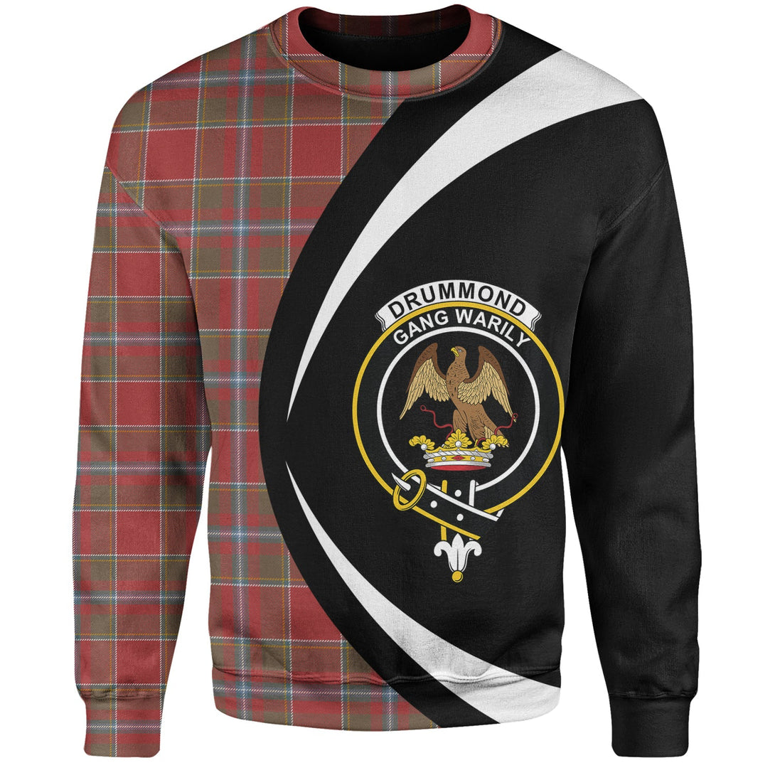 Drummond of Perth Weathered Clan Badge Tartan Sweatshirt Circle Style Personalized