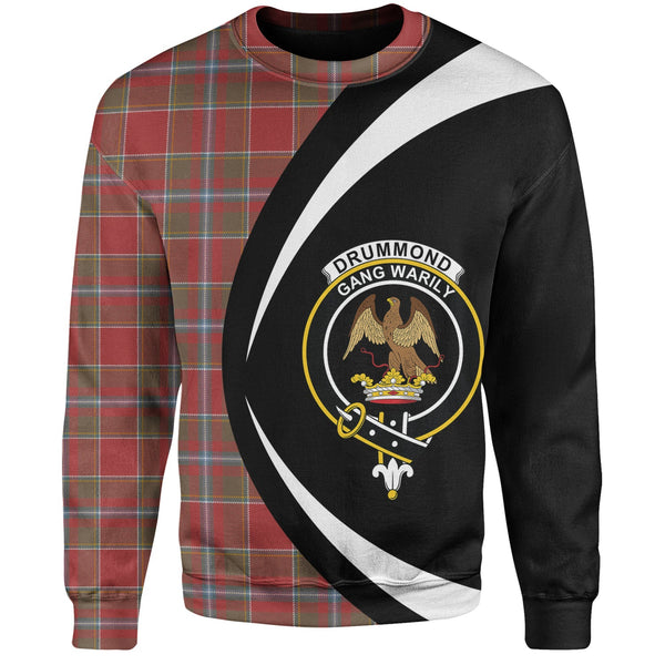 Drummond of Perth Weathered Clan Badge Tartan Sweatshirt Circle Style Personalized