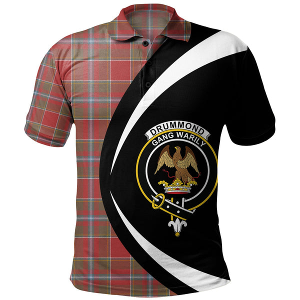 Drummond of Perth Weathered Clan Badge Tartan Polo Shirt Circle Style Personalized