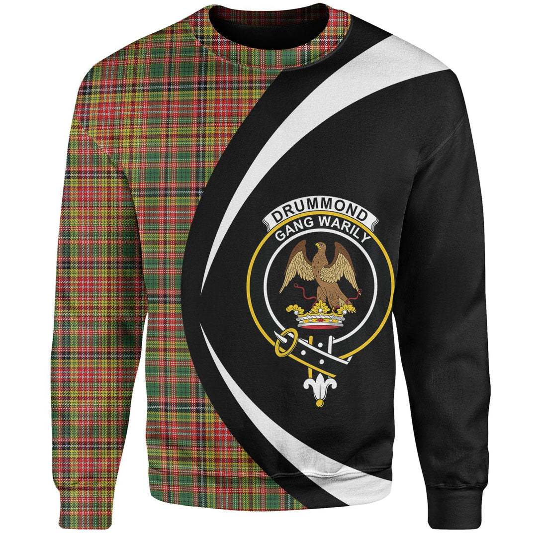 Drummond of Strathallan Clan Badge Tartan Sweatshirt Circle Style Personalized