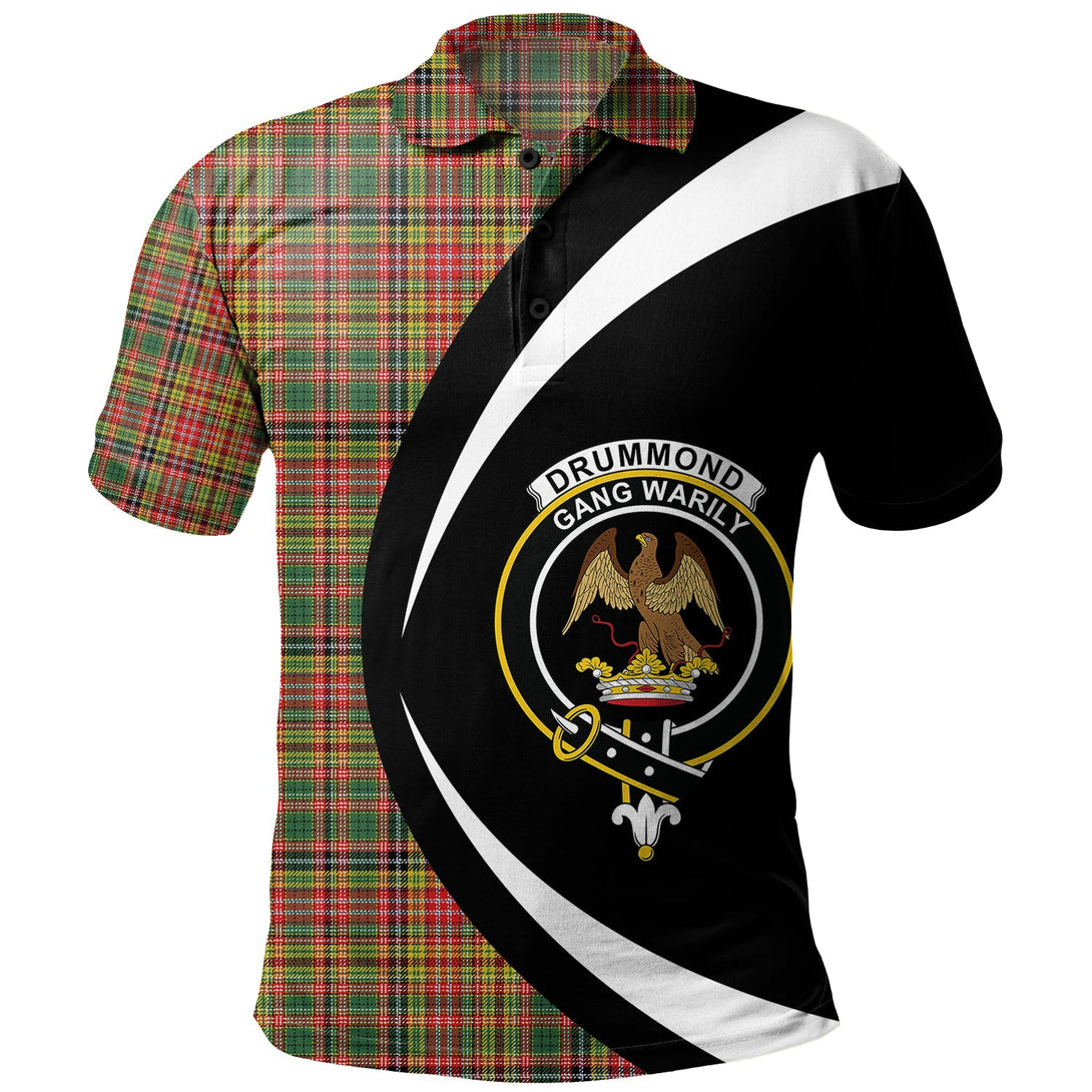 Drummond of Strathallan Clan Badge Tartan Polo Shirt Circle Style Personalized