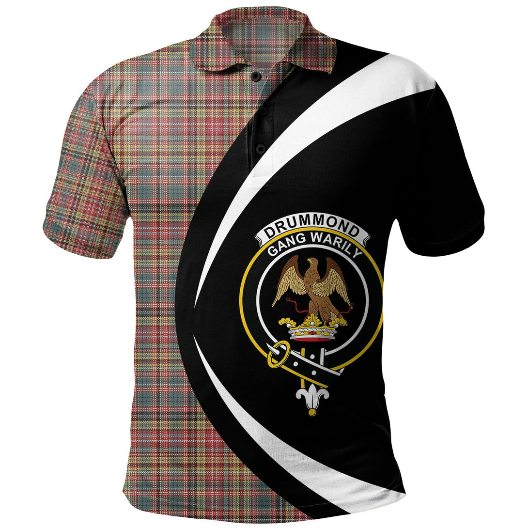 Drummond of Strathallan Weathered Clan Badge Tartan Polo Shirt Circle Style Personalized