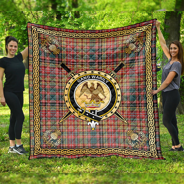 Drummond of Strathallan Clan Badge Tartan Premium Quilt Celtic Shield