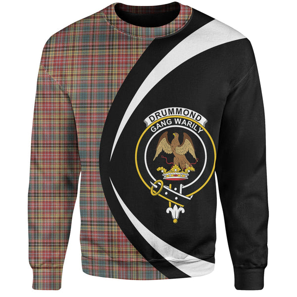 Drummond of Strathallan Weathered Clan Badge Tartan Sweatshirt Circle Style Personalized