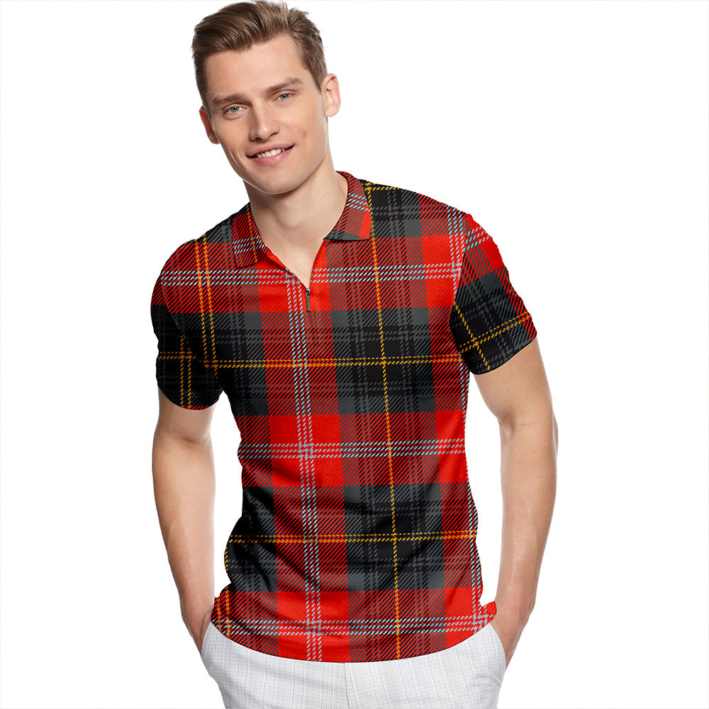 Dryburgh Modern Tartan Classic Lapel Zip Short Sleeve Polo