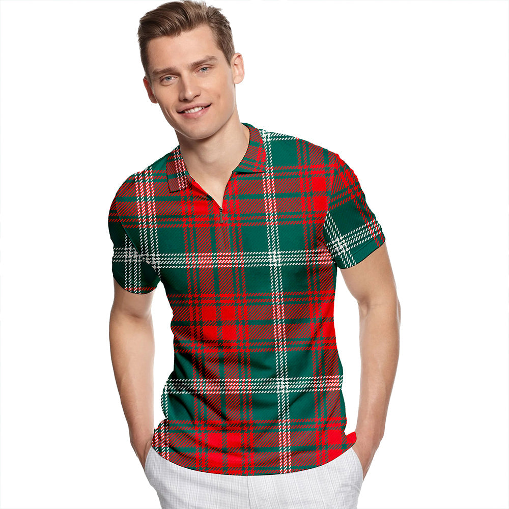 Duke of Rothesay Hunting Modern Tartan Classic Lapel Zip Short Sleeve Polo