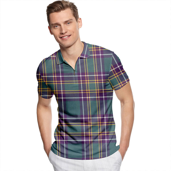 Duke of York Hunting Weathered Tartan Classic Lapel Zip Short Sleeve Polo