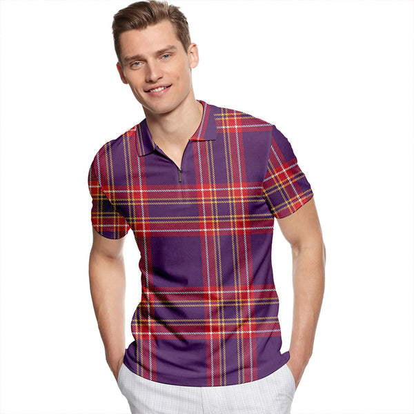 Duke of York Weathered Tartan Classic Lapel Zip Short Sleeve Polo