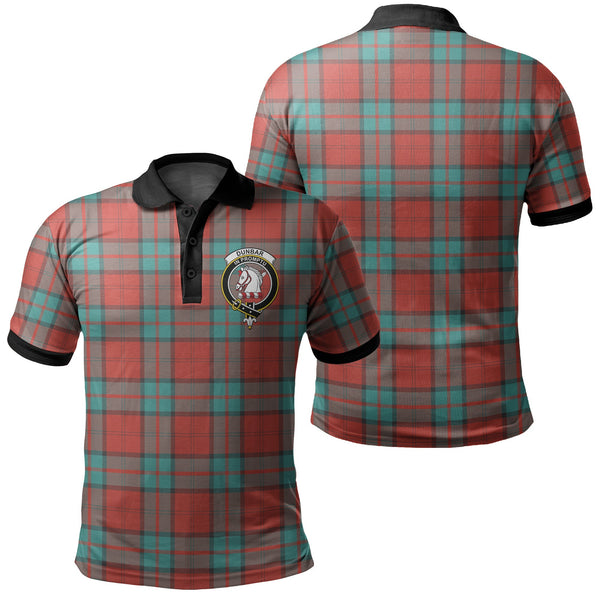 Dunbar Ancient Tartan Crest Polo Shirt Black Neck 2 Style