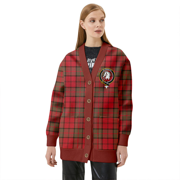 Dunbar Weathered Clan Badge Tartan V-neck Cardigan