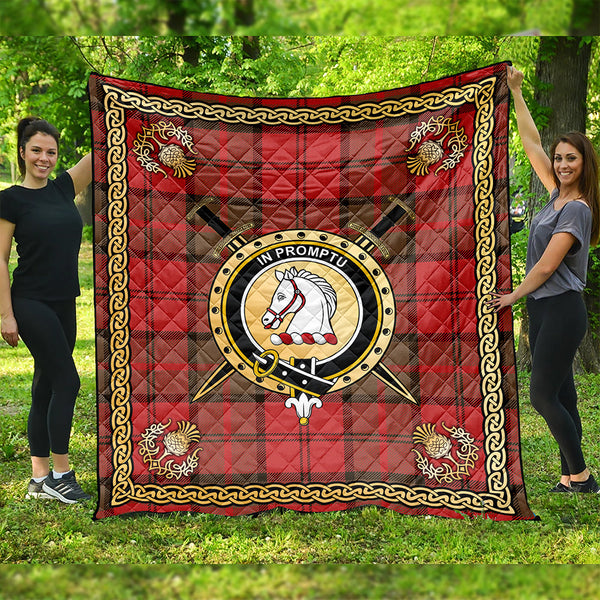 Dunbar Weathered Clan Badge Tartan Premium Quilt Celtic Shield