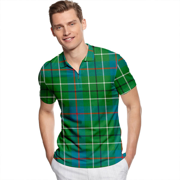 Duncan Ancient Tartan Classic Lapel Zip Short Sleeve Polo