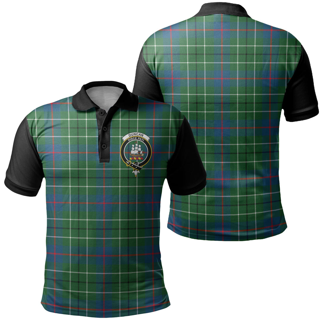 Duncan Ancient Tartan Crest Polo Shirt Black Neck 1 Style