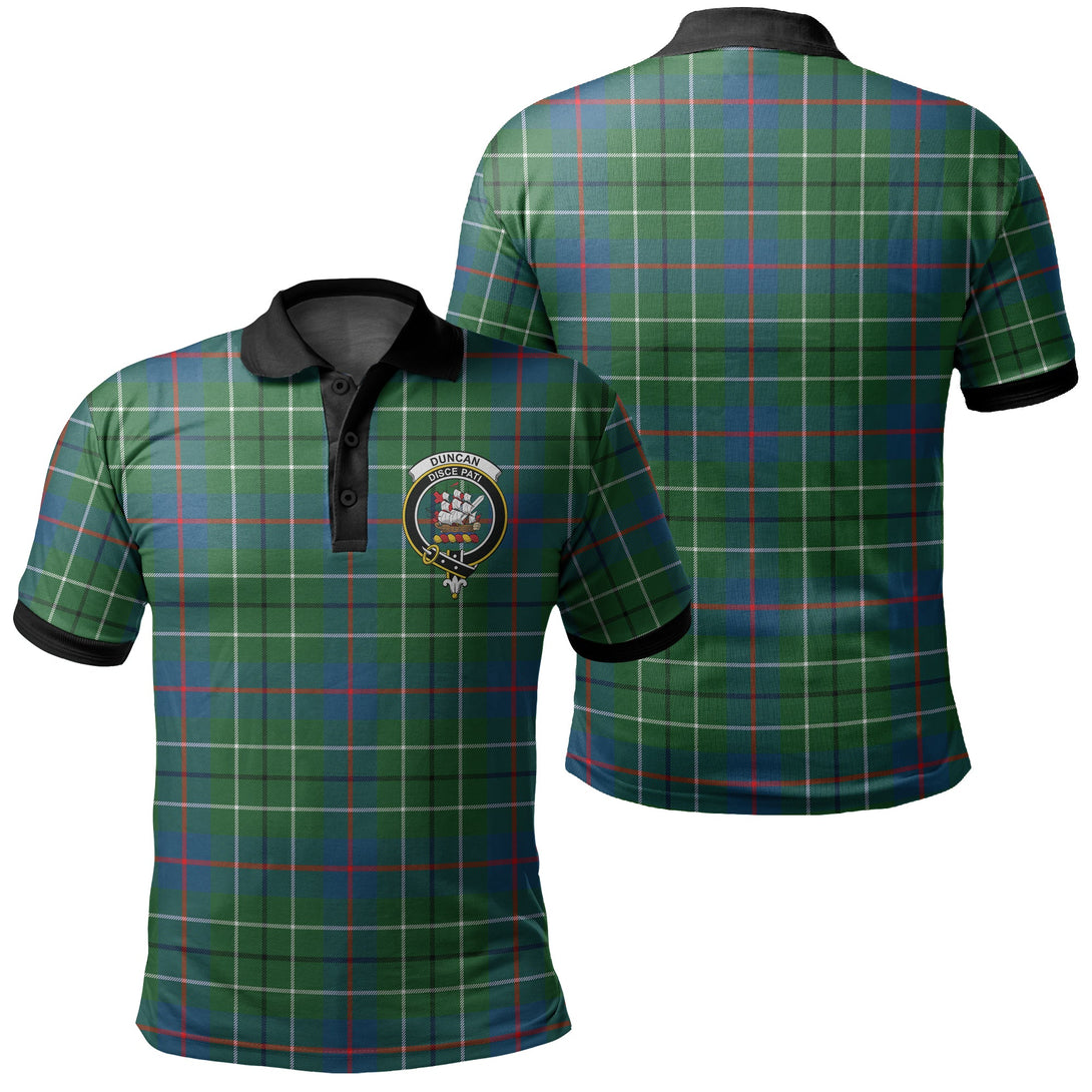 Duncan Ancient Tartan Crest Polo Shirt Black Neck 2 Style