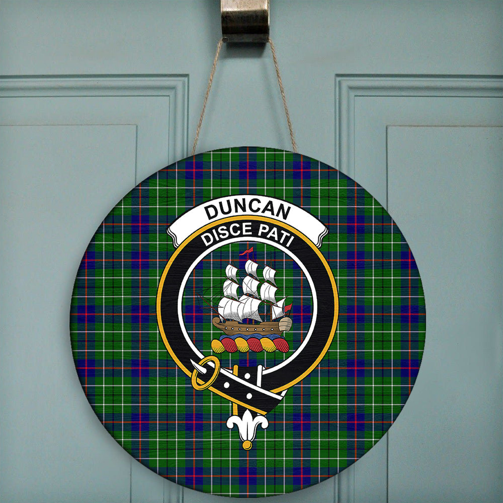 Duncan Modern Tartan Classic Crest Round Wooden Sign