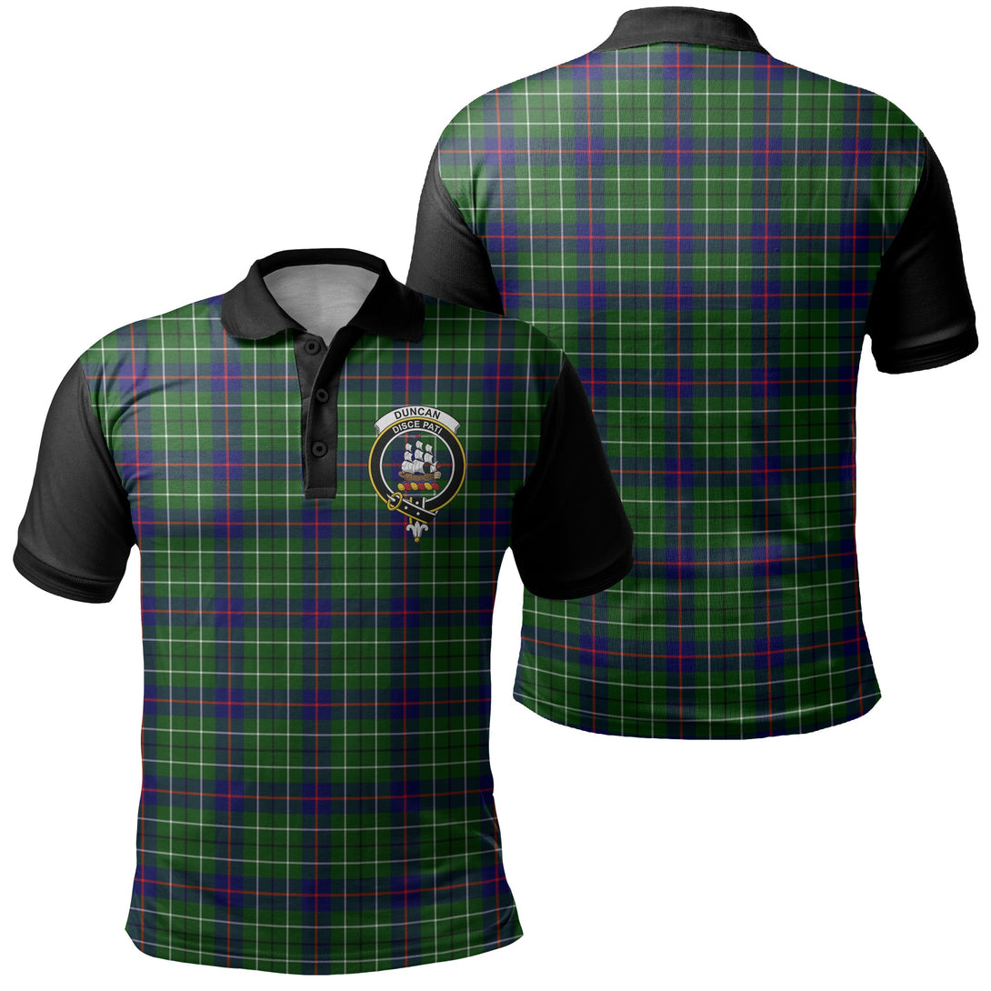 Duncan Modern Tartan Crest Polo Shirt Black Neck 1 Style